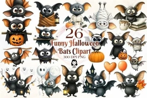 ✅ Funny Halloween Bats Clipart Bundle ✅ - Picture 1 of 3