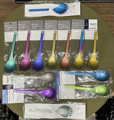 13 Snow Peak Titanium Sporks Raro Juego Completo Japón Titanio Arco Iris Dorado Azul Foto 1 de 4