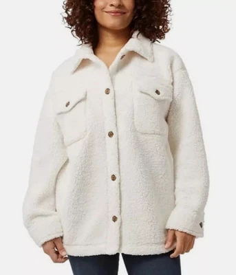 32 DEGREES HEAT Suave Acogedora Sherpa Camisa Abotonada Chaqueta Crema Marfil Talla M/L Foto 1 de 4