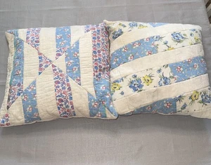 2 Pillows Made From Old Cut Up Quilts Patchwork Both Are 17 X 18” Pre Owned - Picture 1 of 9