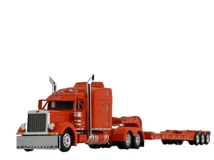 1/64 DCP ORANGE PETERBILT 379 W/ 63" MID ROOF SLEEPER & TALBERT LOWBOY - Picture 1 of 7