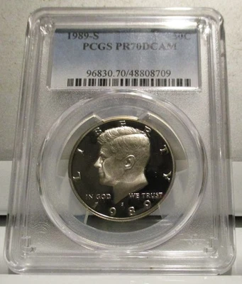 1989-S KENNEDY HALF DOLLAR GRADED A PCGS PR70DCAM - Image 1 of 2