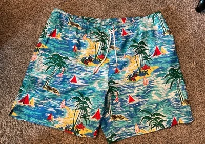 Lands' End Men's XXL Swimsuit Boardshorts Trunks w/ pockets Tropical Beach - Image 1 of 4