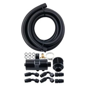 Bote de captura de aceite de motor con deflección 0,75 L 750 ml 10 AN con kit de accesorios de línea de combustible de manguera de 3 M - Imagen 1 de 11