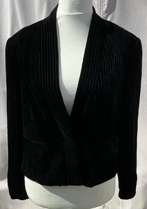 Vintage Laura Ashley Samt Nadelstreifen schwarz Jacke Größe 14 - Bild 1 von 9