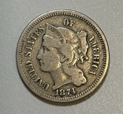1874 THREE CENT NICKEL CIRCULATED - Image 1 of 3