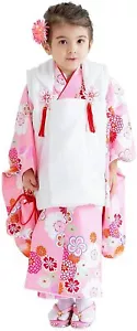 Full Kimono Set 3yrs Ceremony Celebration Formal Sakura Pink White from Japan - Picture 1 of 9