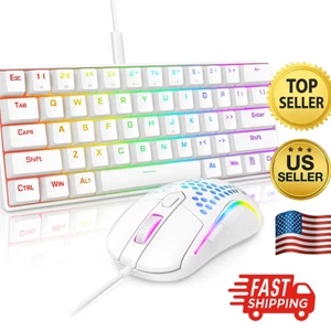 RedThunder 60% RGB Gaming Keyboard Mouse Combo Wired PC PS5 Xbox White - Bild 1 von 8