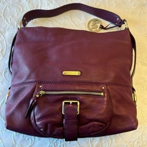 Vintage Michael Kors Plum Leather Shoulder Bag with Gold Hardware Very Soft! - Picture 1 of 14