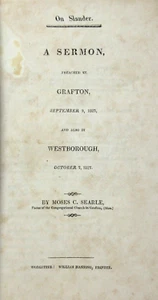 Grafton Massachusetts On Slander Sermon Moses Searle Congregational Church 1828 - Picture 1 of 8
