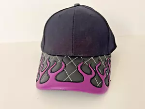 Schwarze Kappe mit lila Flammen verstellbar Baseballkappe Mütze Vintage Brandneu - Bild 1 von 6