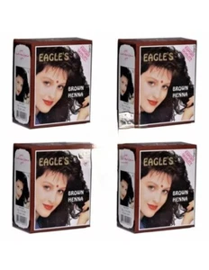 4 Boxes NEW Eagles Henna 6 pieces x 10g In Brown Natural Henna Hair FREE SHIPING - Picture 1 of 5