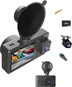 Dash Cam, Dash Cam 3 Canali, Dash Camera in Metallo per Auto con Schermo LCD 2" 3038 - Foto 1 di 7
