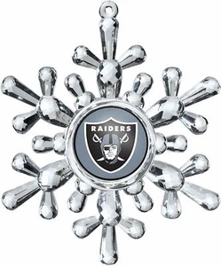 Oakland Raiders Football NFL Traditional Snowflake Christmas Tree Ornament - Picture 1 of 1