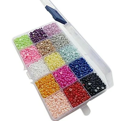 10000pcs Assorted 15 Colors Imitation Half Flatback Pearl Bead 4mm Gem Scrapb... - Image 1 of 3