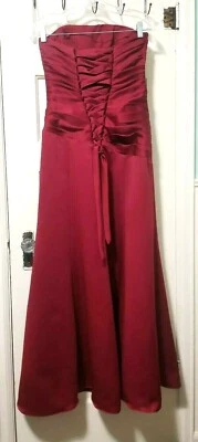 Новый Alfred Angelo официальный без бретелек длинный корсет подружки невесты платье 2 маленький вино красный - Изображение 1 из 4