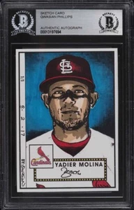 Yadier Molina Original Art Sketch Card St. Louis Cardinals 1/1 BAS - Picture 1 of 2