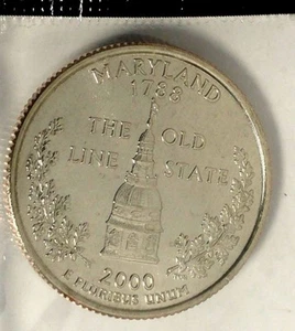 2000-D 25C State Quarter Maryland BU CLAD M/S 18sh1006 - Picture 1 of 2