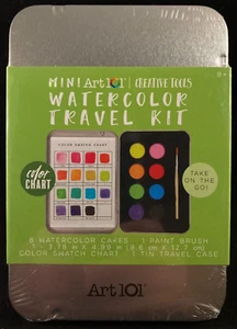 Art 101 - Watercolor Travel Kit - Mini Art 101 - Creative Tools - Metal Tin - Picture 1 of 3