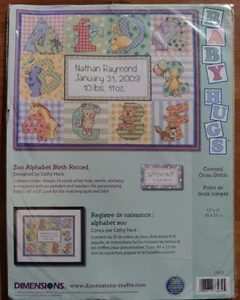 Dimensions Zoo Alphabet Birth Record Baby Counted Cross Stitch Kit 73472 NEW - Picture 1 of 6