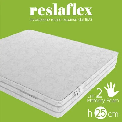 Materasso Memory Foam 25 Cm Fodera Antiacaro in Aloe Vera con Maniglie - Immagine 1 di 4