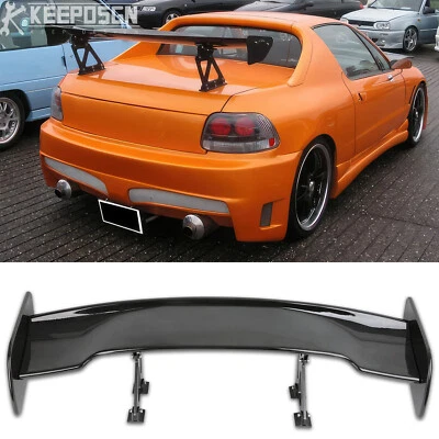 For Honda Civic crx Del Sol Gloss Black 46" GT Rear Trunk Spoiler Racing Wing - Image 1 of 4