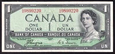 Canada 1954 $1 One Dollar Devils Face Banknote Coyne - Towers G/A 989920 - Image 1 of 2