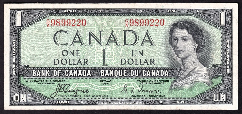 Canada 1954 $1 One Dollar Devils Face Banknote Coyne - Towers G/A 989920 - Image 1 of 2
