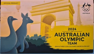 2024 Australian Olympic Team 3 x $2 Coloured UNC Three-Coin Set - FAST POST - Picture 1 of 4