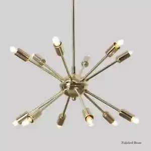 Chandelier Twelve Arm Lights Brass Raw Brass Ceiling Lamp Light Fixture Decor - Picture 1 of 4