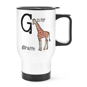 Letter G Is For Giraffe Travel Mug Cup With Handle - Alphabet Animal Thermal - Picture 1 of 1