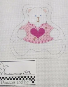 Princess & Me PAM needlepoint handpaint canvas Valentine Bear FP2 February Heart - Picture 1 of 5