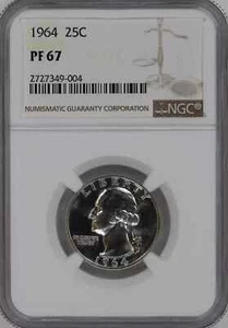 1964 Quarter Dollars Silver Coinage NGC PF-67 - Picture 1 of 4