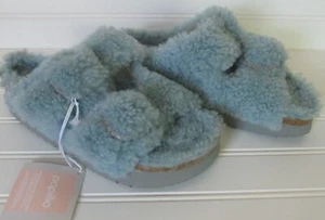 Nuovi sandali Birkenstock Papillio Arizona blu sherpa slide scarpe donna taglia 6 - Foto 1 di 7