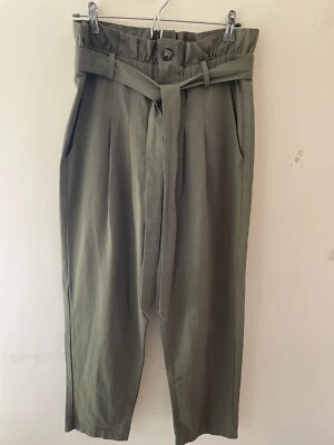 Новый с Ярлыками 7 для всего человечества оливковый бумажный мешок талии брюки женский размер средний - Изображение 1 из 4