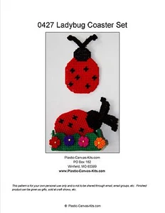 Ladybug Coaster Set-Plastic Canvas Pattern or Kit - Imagen 1 de 1