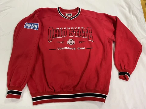 Vintage Lee Sport Ohio State Buckeyes Men's Crewneck Sweatshirt Sz Large Red GC Cover