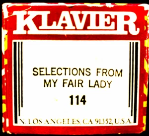 KLAVIER Word SELECTIONS FROM MY FAIR LADY Clyde Ridge 114 Reproductor Piano Rollo - Imagen 1 de 1