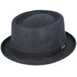 Gladwin Bond Leather Look Pork Pie Hat - Black - Medium: 57 cm - Picture 1 of 4