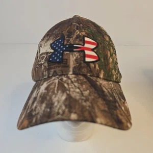 Under Armour USA Big Flag Camo Adjustable Cap Real Tree Edge Hat OSFM - Picture 1 of 7