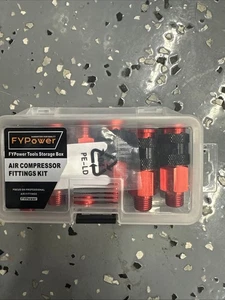 Luftschlauch Verschraubung 6 Stück Universal Luftkupplungen mit 1/4" NPT Außengewinde rot - Bild 1 von 6