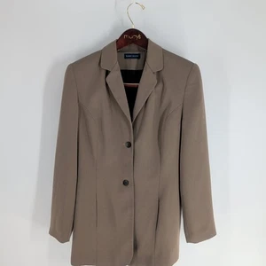 Abrigo Western Vintage Karen Scott Solapa Cuello con Muescas Dos Botones Caqui Talla 10 - Imagen 1 de 9