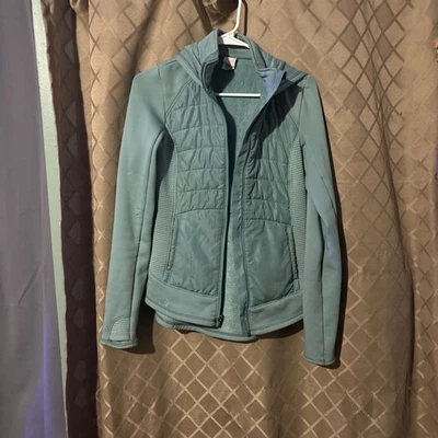 Куртка с капюшоном женская Tek Gear небольшая смешанные материалы зеленая пуховик утепленная - Изображение 1 из 3