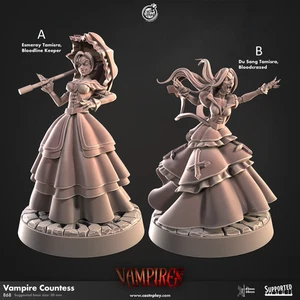 Female Vampire Nobles 32mm Paintable Gothic Horror Monster Mini Tabletop Diorama - Picture 1 of 2