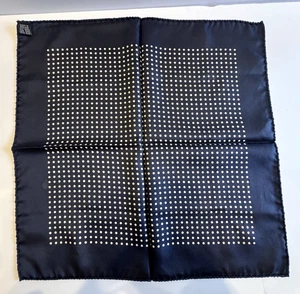 Silk Scarf Navy Blue White Polka Dot Made In England Vintage Retro Mod NOS 16” - Picture 1 of 7