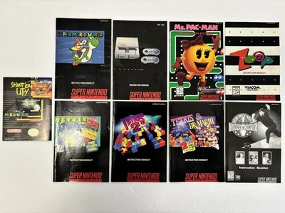 Lot of 8 Super Nintendo SNES Manuals and Poster - Super Mario World Tetris More - Image 1 of 4