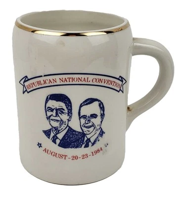 Taza de la Convención Republicana Ronald Reagan y George Bush 1984 Foto 1 de 2