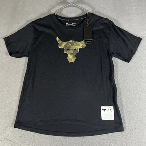 Under Armour Project Rock Tee Womens PR Bull Freedom Black Camouflage Small - Picture 1 of 8