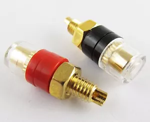 10 x 4mm Copper Crystal Speaker Amplifier Terminal Binding Post Banana Jack 31mm - Picture 1 of 8