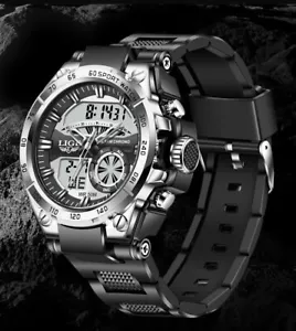 Rugged dual Digital & Analogue Waterproof Quartz Sports Wrist Watch. NEW & BOXED - Picture 1 of 11